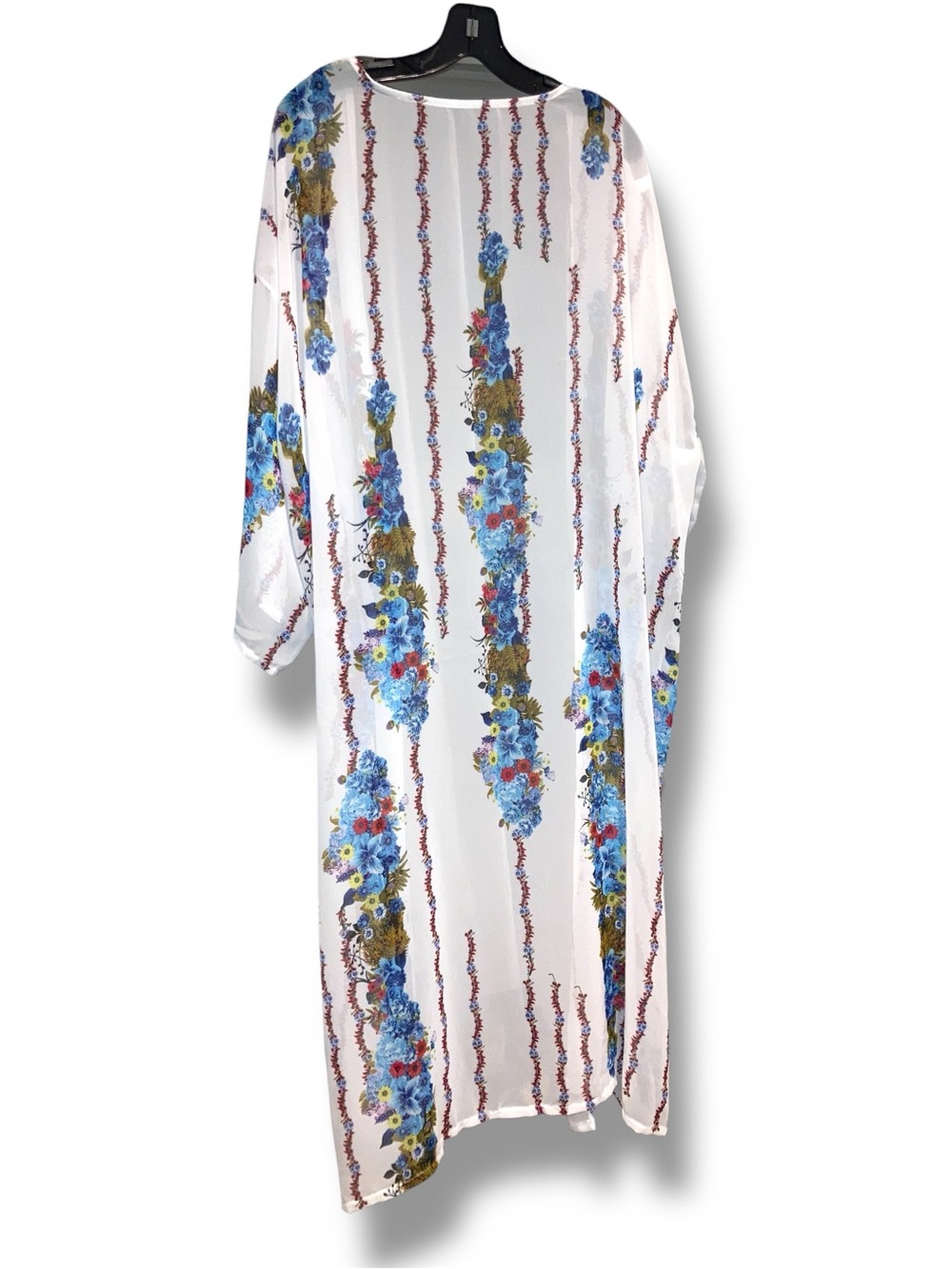 Kimono Swimsuit Cover-up White with Floral Stripes NWOT - Picture 2 of 3